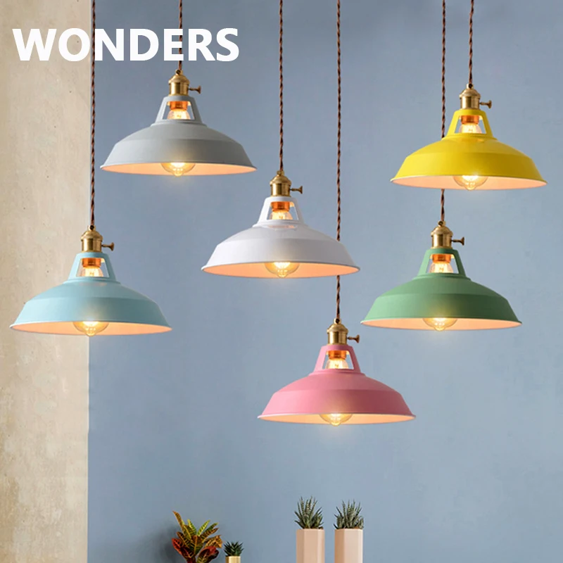 

Nordic Macaron LED pendant light New cafe bar iron chandelier Indoor bedside restaurant luminaria home decor pendant lamp lustre