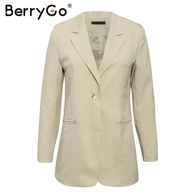 BerryGo Женский Осенний Длинный блейзер негабаритная модная куртка в уличном стиле