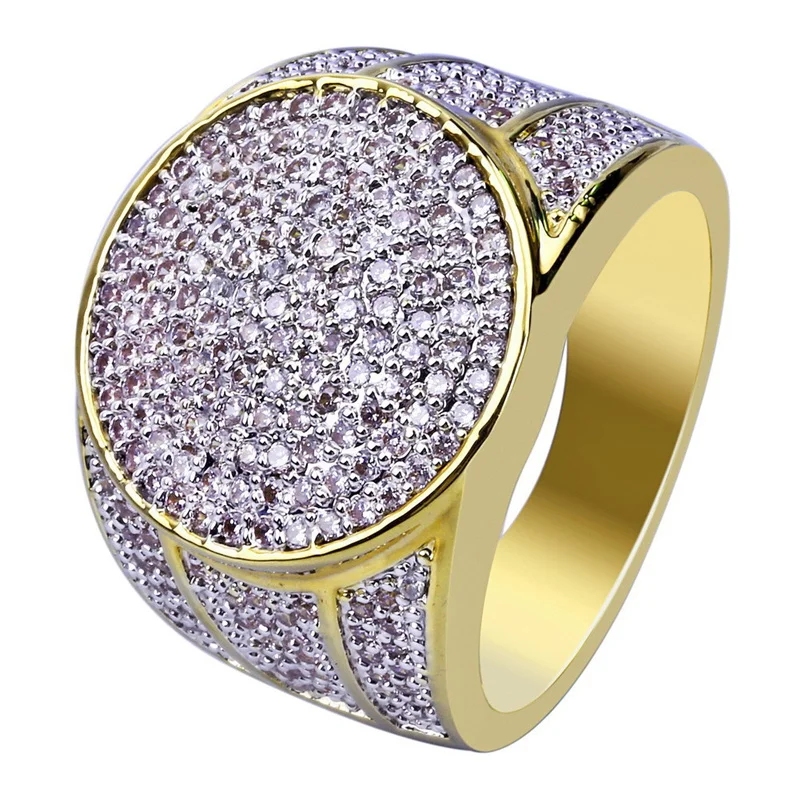 

Luxury Trendy Round Full Inlaid Dazzling Crystal Rhinestone Zircon Women Men's Rings Banquet Fashion Business Ring Jewelry