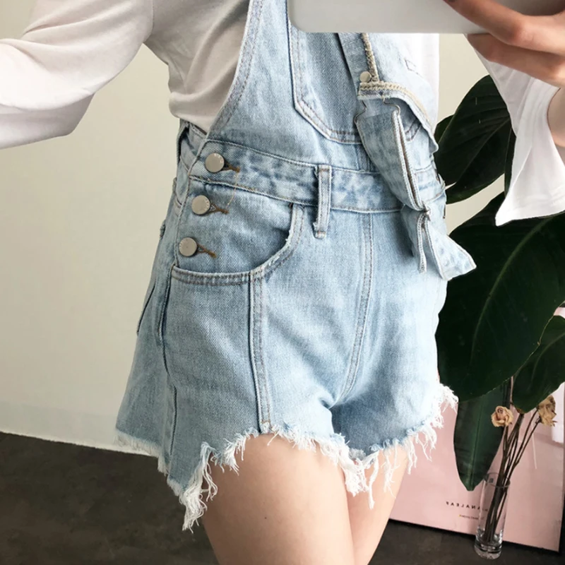 Женский джинсовый комбинезон лето 2020 Винтаж рваные короткие брюки летний ремень
