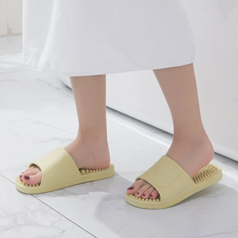 Massage Bathroom Slippers Woman Acupoint Indoor Solid Soft Casual Slippers Summer Non-slip Unisex Flip Flop Shower Shoe
