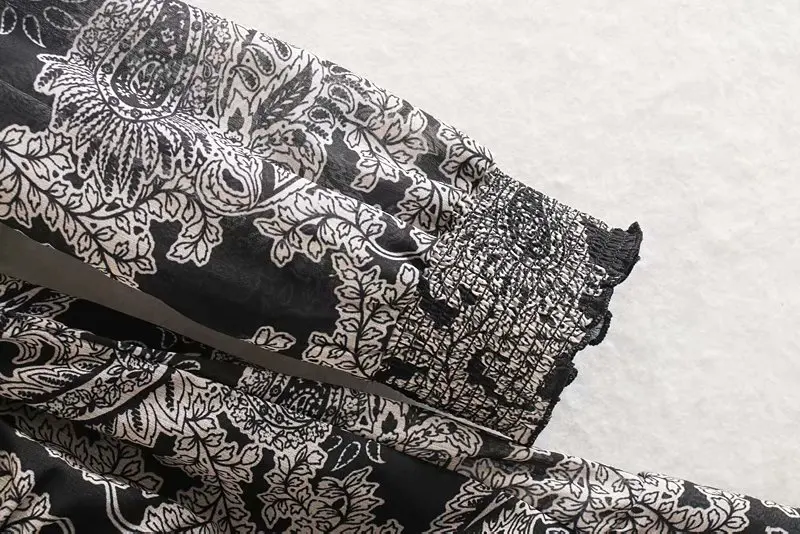 Женское винтажное Плиссированное мини платье с цветочным принтом и рюшами