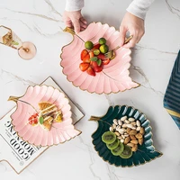 creativity leaf shape nordic ceramic dinner plate dishes home food dessert storage tray table decoration kitchen supplies