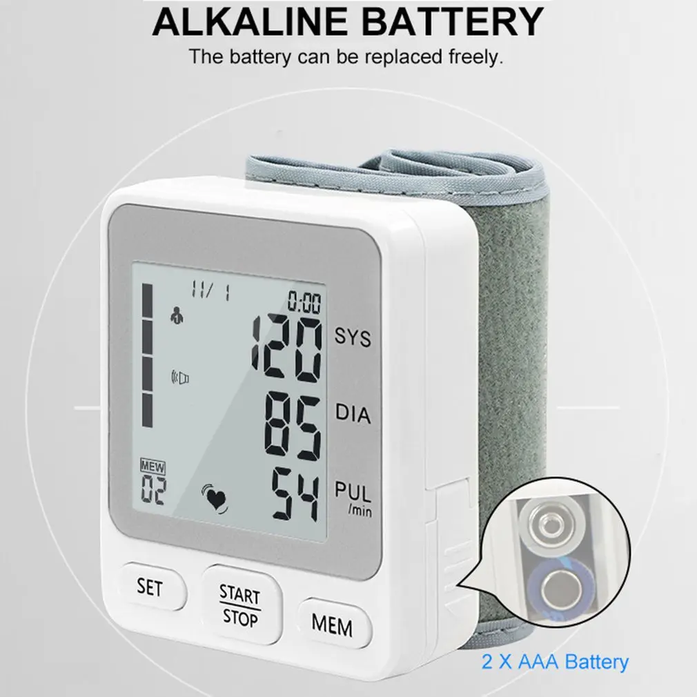 Автоматический цифровой тонометр на запястье портативный электронный прибор