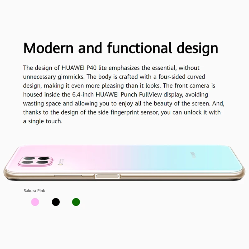 

HUAWEI P40 Lite Smartphone Global Version 6GB 128GB 48MP AI Quard Camera 6.4" FHD Screen Kirin 810 Octa Core 40W