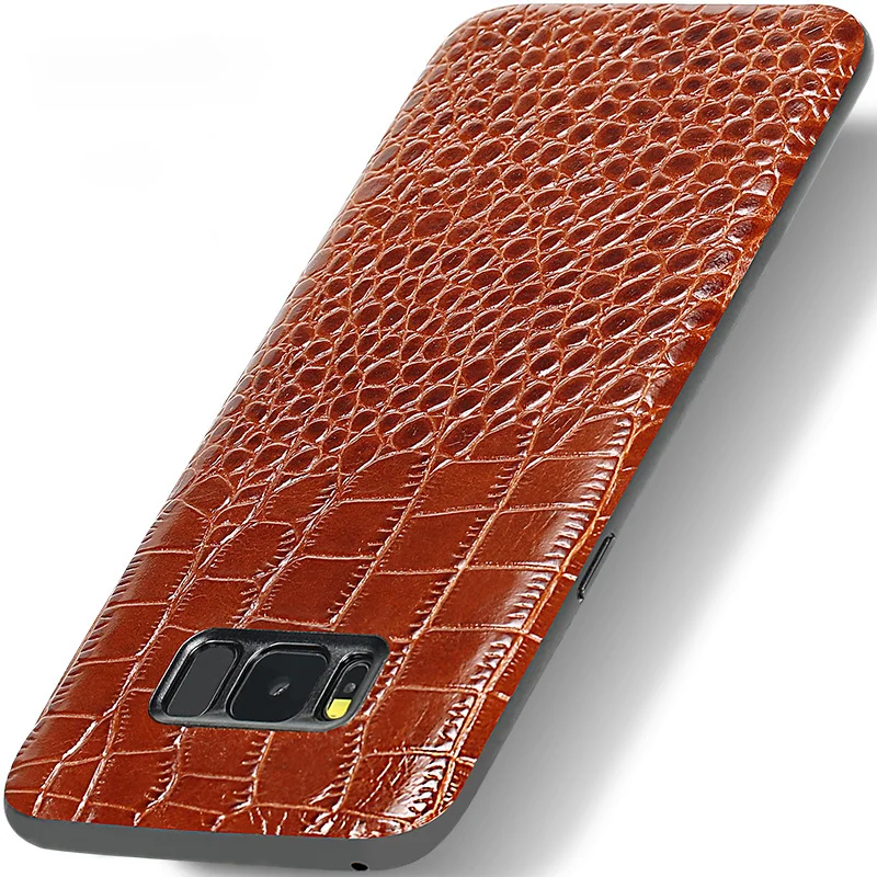Кожаный чехол для телефона Samusng Galaxy S7 edge S8 S9 Plus из воловьей кожи с крокодиловой