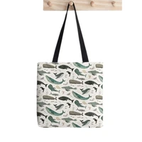 2021 shopper whale song tote bag printed tote bag women harajuku shopper handbag girl shoulder shopping bag lady canvas bag