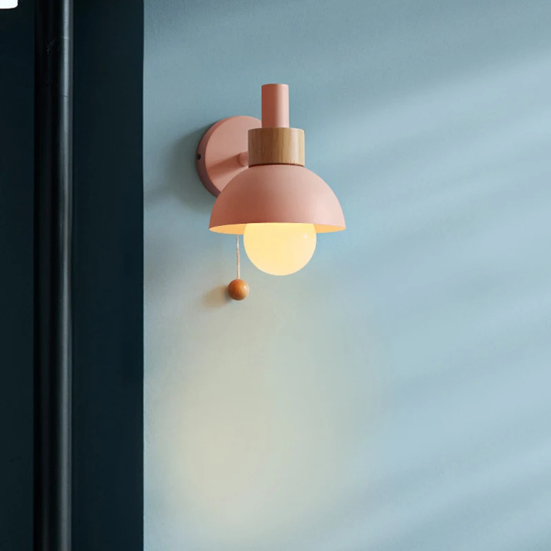 bedside led wall lamp with switch nordic modern e27 wood sconce lights indoor lighting home decor bedroom living room kitchen free global shipping