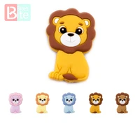 503010pcs silicone teether food grade silicone mini lion beads bpa free baby teething for diy pacifier pendant rodents beads