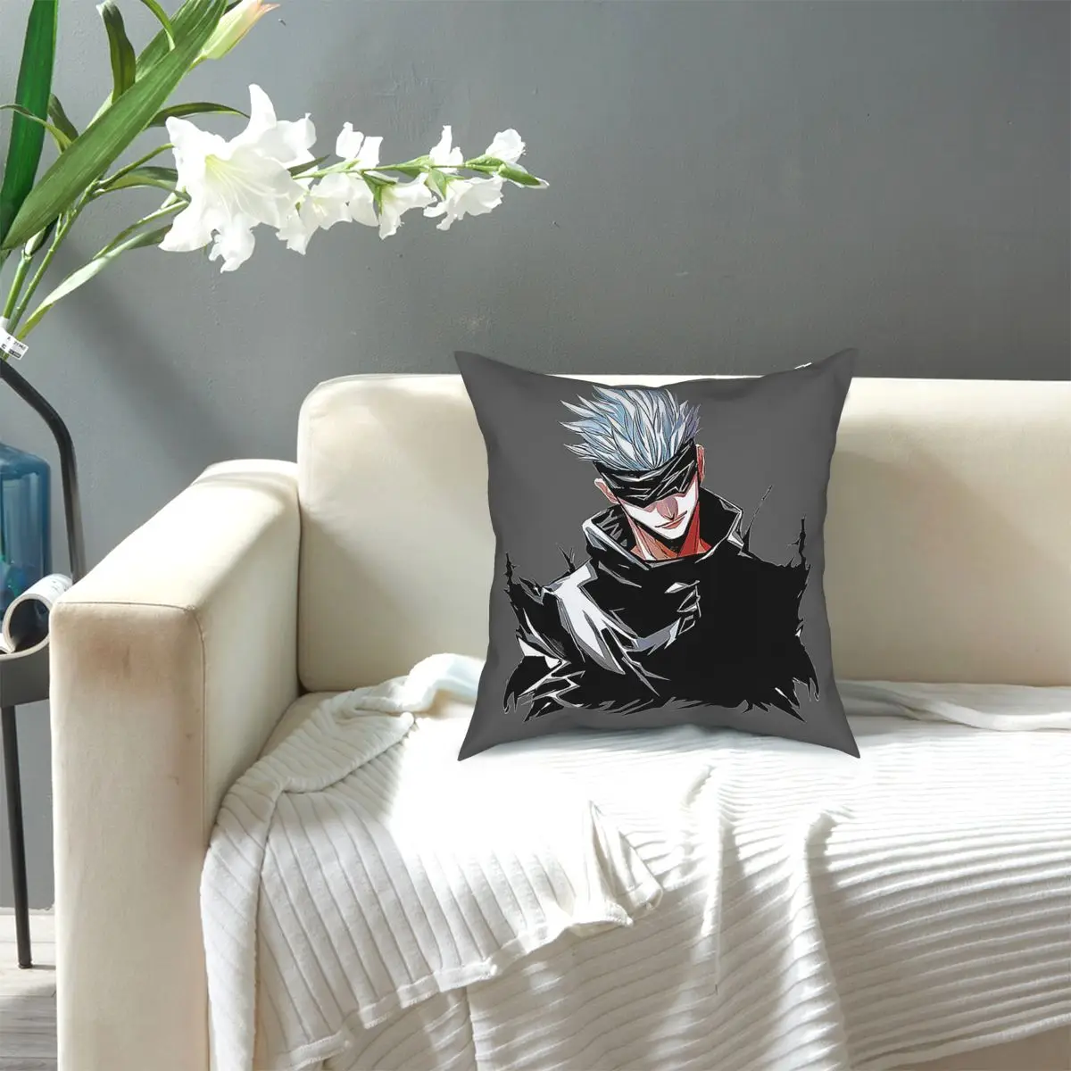 

Jujutsu Kaisen Gojo Japanese Manga-Anime Throw Pillow Cover Polyester Decorative Pillow Creative Pillowcover Home Decor