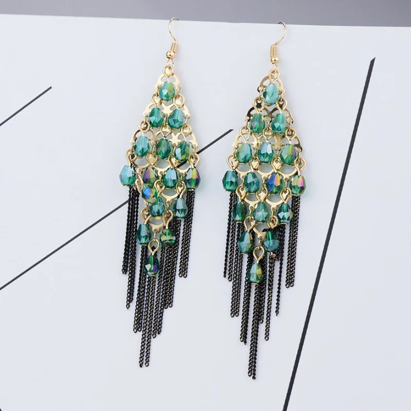 тренд 2020 Новое поступление серьги ручная работа кристалл камень цепочка