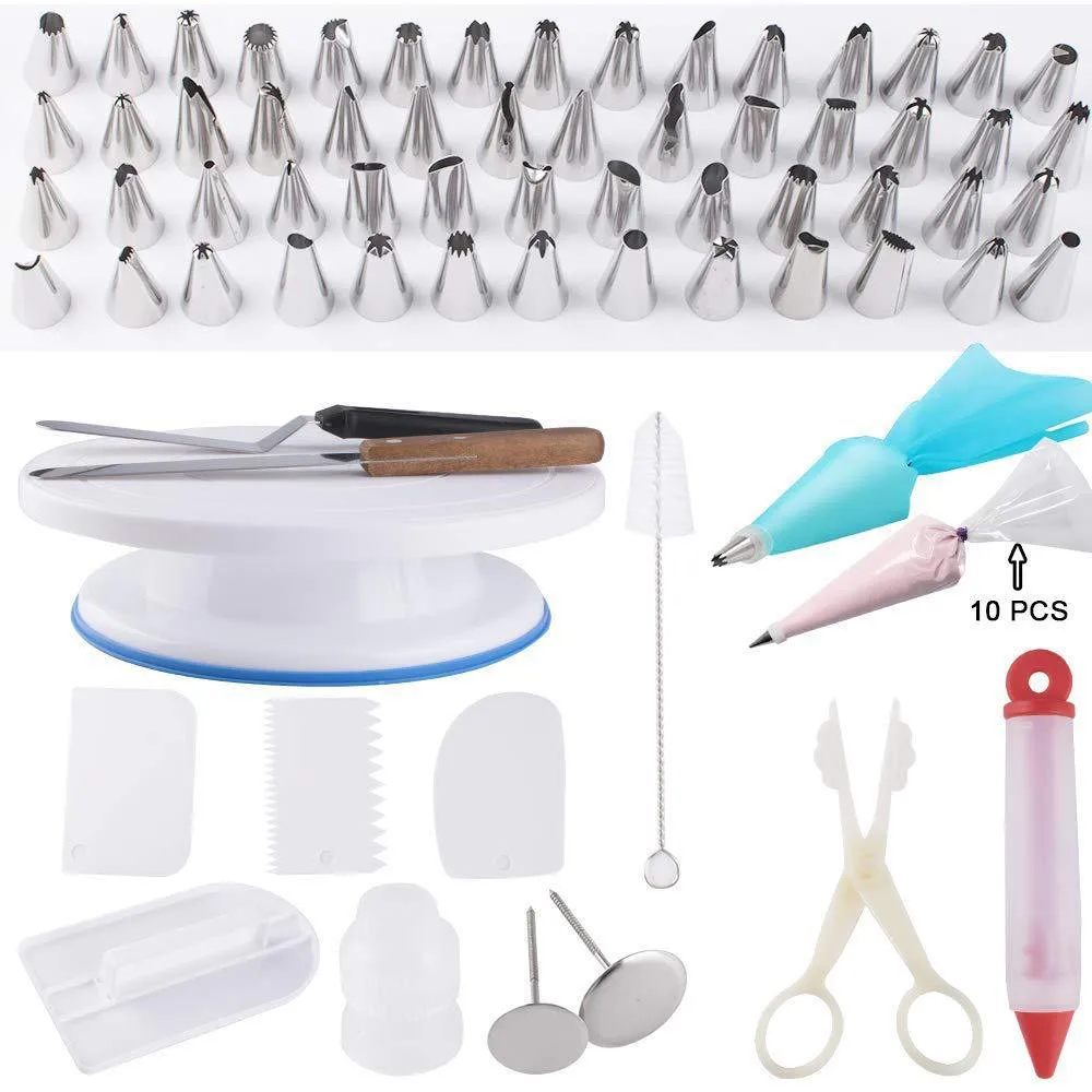 

80pcs/set Plastic Cake Rotary Table DIY Pastry Baking Tool Inch Cake Stand Cake Turntable Rotating Cake Decorating Baking Tool