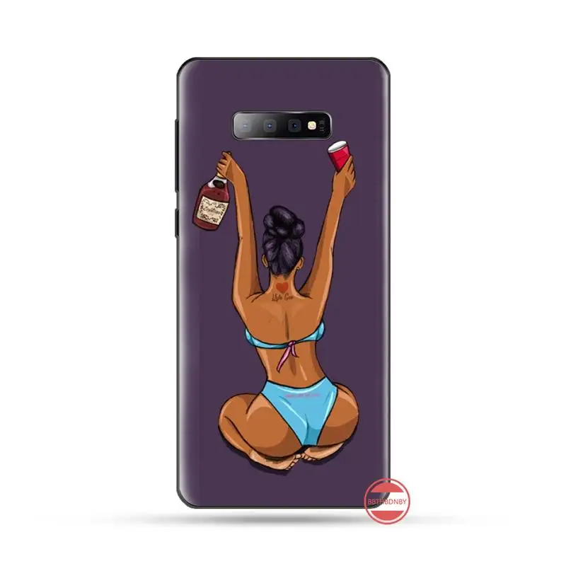 Make Money Black Head girl Rubber Phone Cover For Samsung S6 S7 edge S8 S9 S10 e plus A10 A50 A70 note8 J7 2017 | Мобильные телефоны