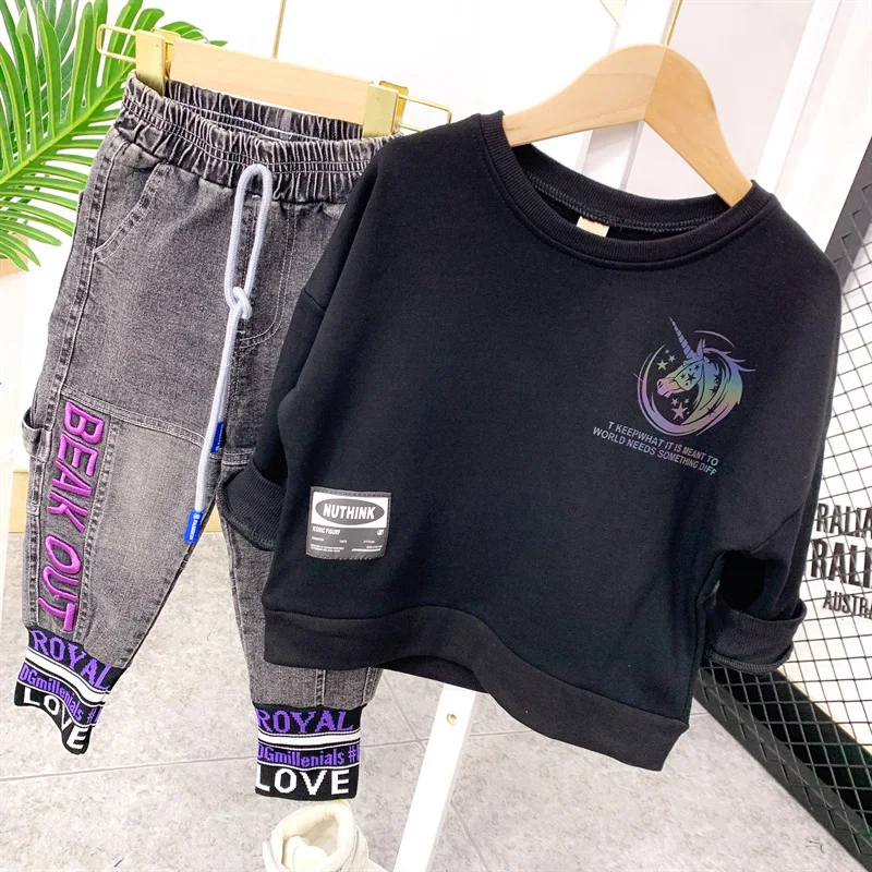 Комплект одежды из 2 предметов для мальчиков хлопковый светоотражающий свитер и