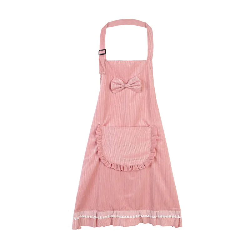

Double cotton apron women's kitchen cooking cute fashion bow lace adjustable Apron