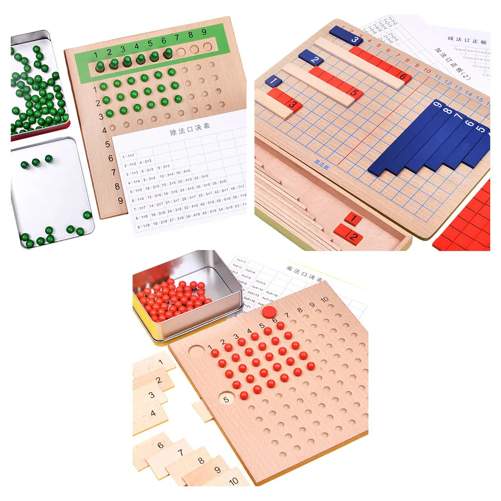 

Montessori Math Teaching Aids Addition Multiplication Division Puzzle Toys Board Early Preschool Educational Development