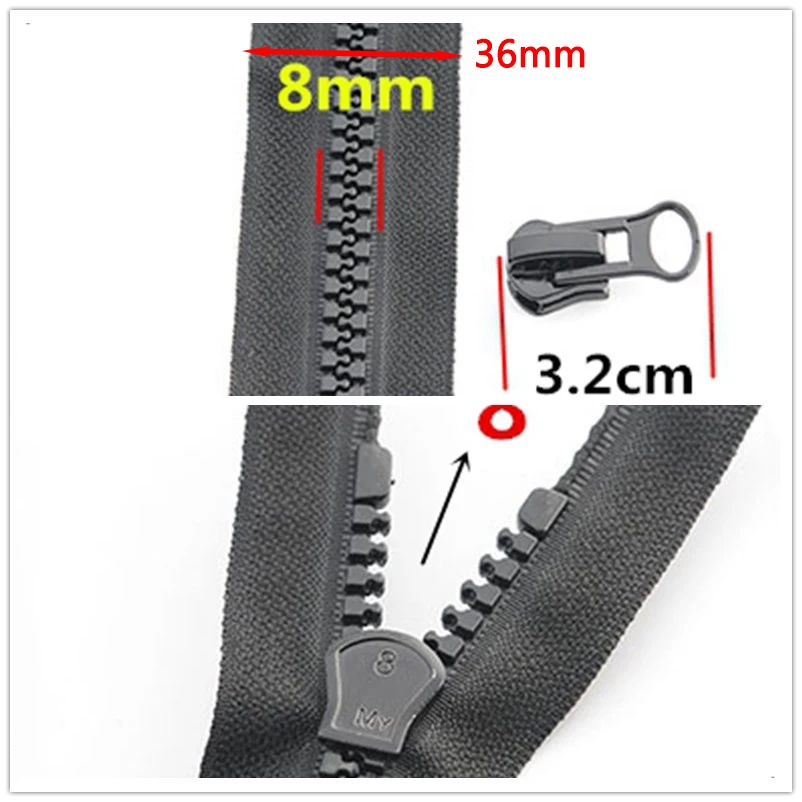 Meetee 8 # полимерная молния черные белые двойные слайдеры пуховик пальто сумка