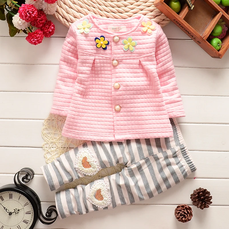 

Spring Autumn Baby Grils Clothes Children Cotton Flower Jacket Coat Pants 2Pcs/Sets Fashion Newborn Clothing Toddler Tracksuit