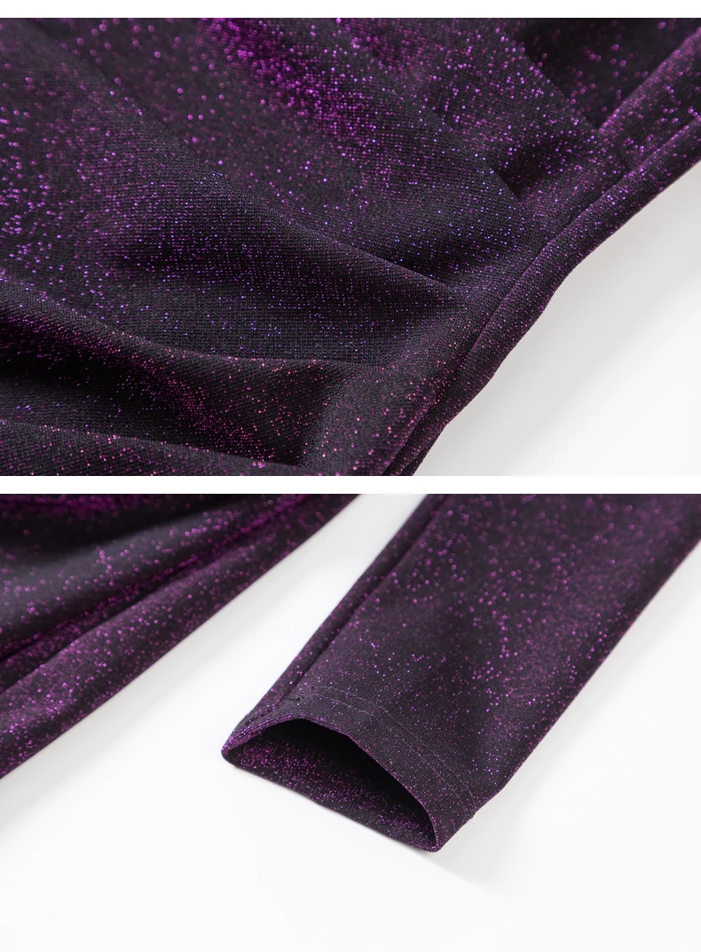 

2021 Spring Latest Arrival Casual Soft Elastic Fabric Long Sleeve Slim Purple Knit Dress for Women