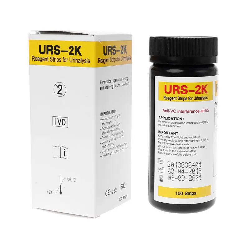 URS-2K 100 шт URS-2K/URS-5K/URS-1G глюкозы pH протеин кетон тест-полоски для мочи в крови реагент полоски для анализа мочи с анти-VC интерфера - Цвет: URS-2K