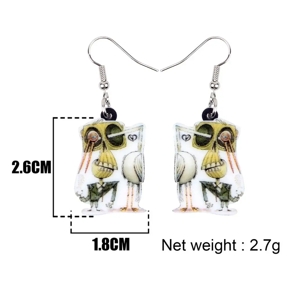 Акриловый мультяшный череп Bonsny для Хэллоуина скелет мужские украшения ювелирные