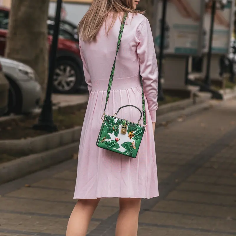 Женская сумка через плечо Boutique De FGG модная повседневная Топик с зелеными
