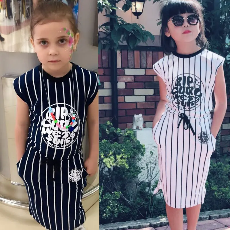 

Girls Cotton Clothes Sets Baby 2022 Summer Striped Sleeveless Tops+Skirts 2pcs Outfits Children's Fashion Clothing