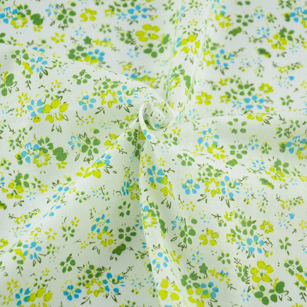 100% хлопчатобумажная ткань зеленый и желтый цветок дизайн Tilda четверть толстых