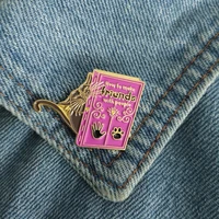let us be friends cute cartoon animal cat purple book enamel pin brooch bag denim shirt coat badge lapel pin for cat owner kid