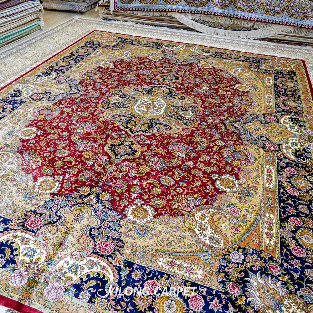 Beste Yilong 9 'X 12' Perzische Zijden Kleed Grote Antieke Rode Perzische Home Decoratie Zijden Tapijt (ZQG501A)