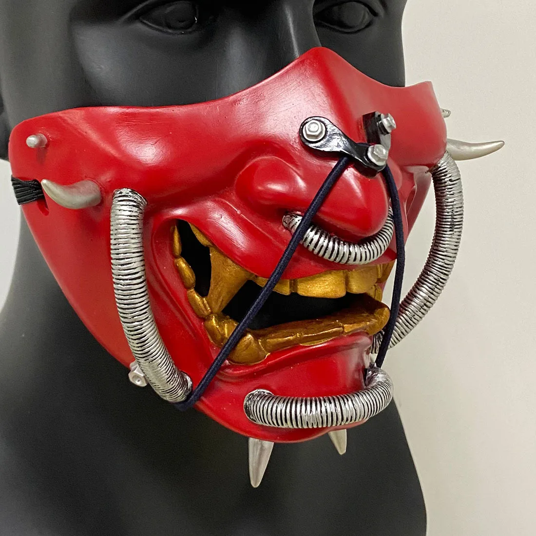 

Japan Horror Prajna Mask Halloween Ghost Festival Cosplay Props Accessories Half Face Resin Mask Gift