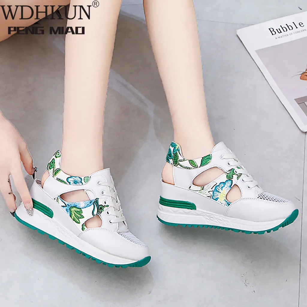 

Женские повседневные туфли на высоком каблуке, стильные брендовые дышащие спортивные туфли, новинка 2020