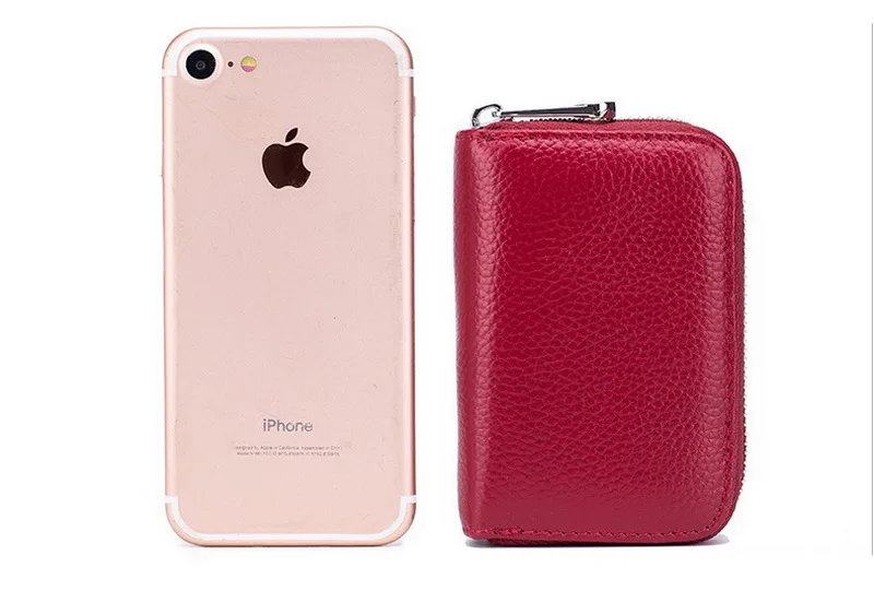 FUNMARDI Genuine Leather Card Wallets Women Business RFID Credit Card Bag Men Small Wallet Leather Lady Travel Card Bag WLHB1999