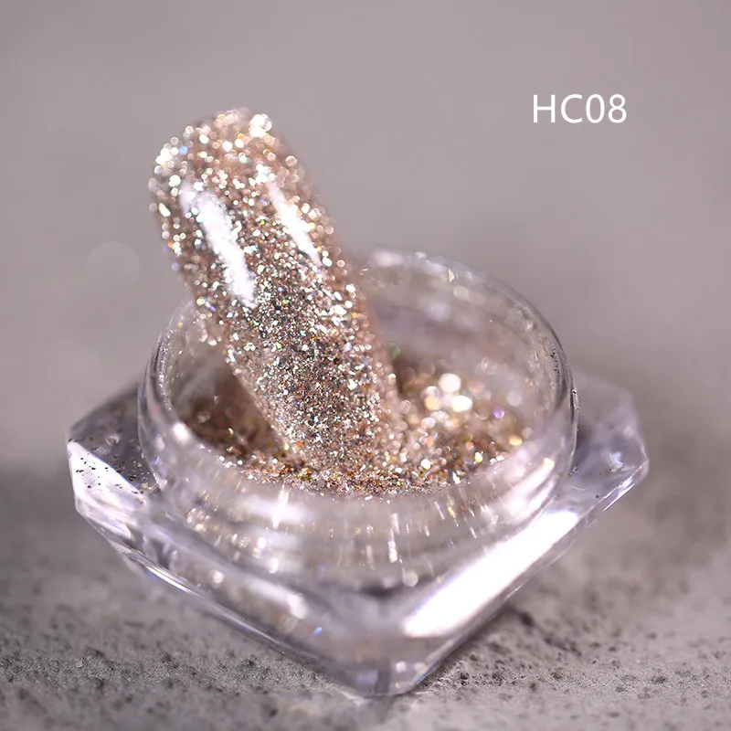 HC08 1 коробка блестящие Платиновые Блестки для ногтей Лазерная Фольга для маникюра смешанные Блестки для ногтей блестки пудра для ногтей Советы украшения - Цвет: HC08