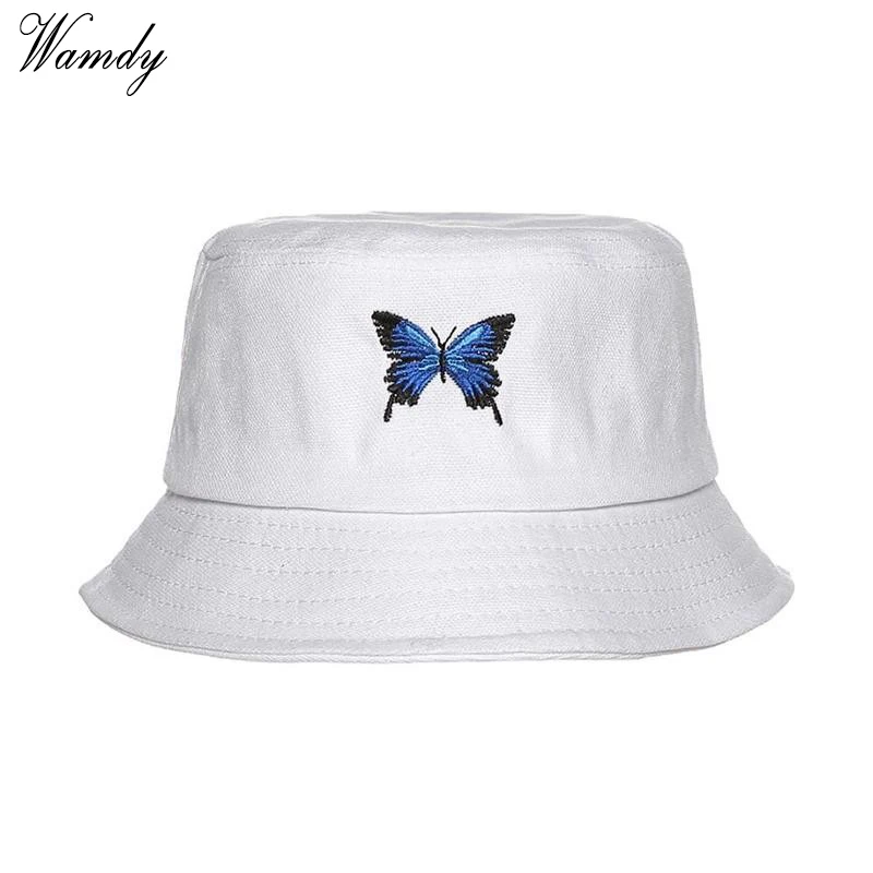 Панама с бабочкой холщовая шляпа вышивкой белая для путешествий