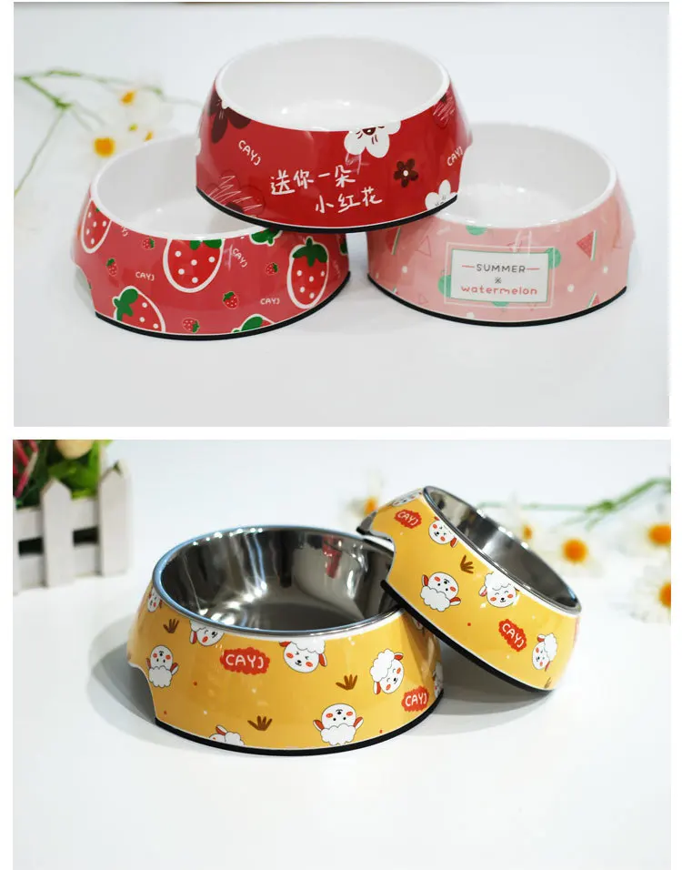 

new stainless steel dog bowl food bowl double melamine cat bowl pet bowl feeding and drinking cat supplies