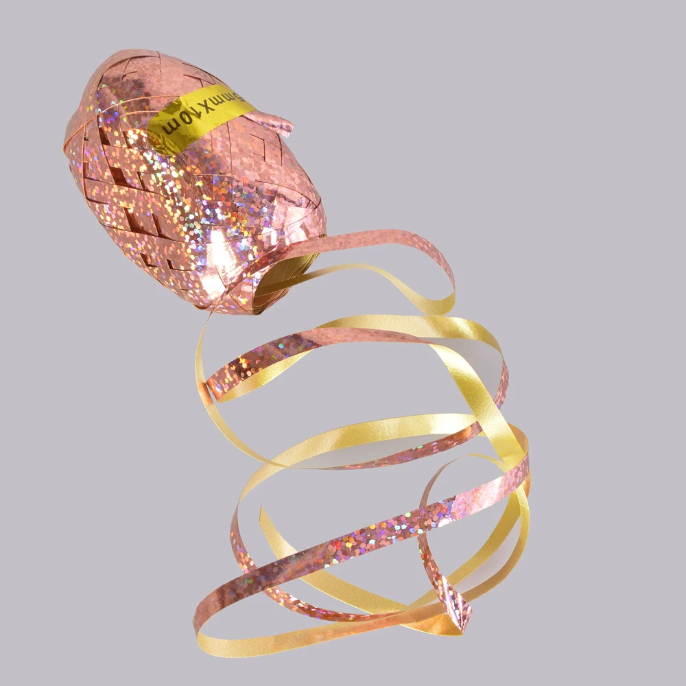 6 шт 10 м розовое золото лазерные блестящие ленты для завивки ролл воздушные шары