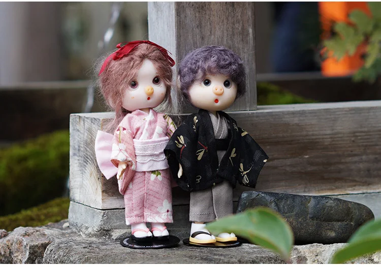 

M0072-1 children handmade toy 1/12 ob11 Doll blyth BJD/SD doll Accessories GSC girl pink red color type cool Kimono set
