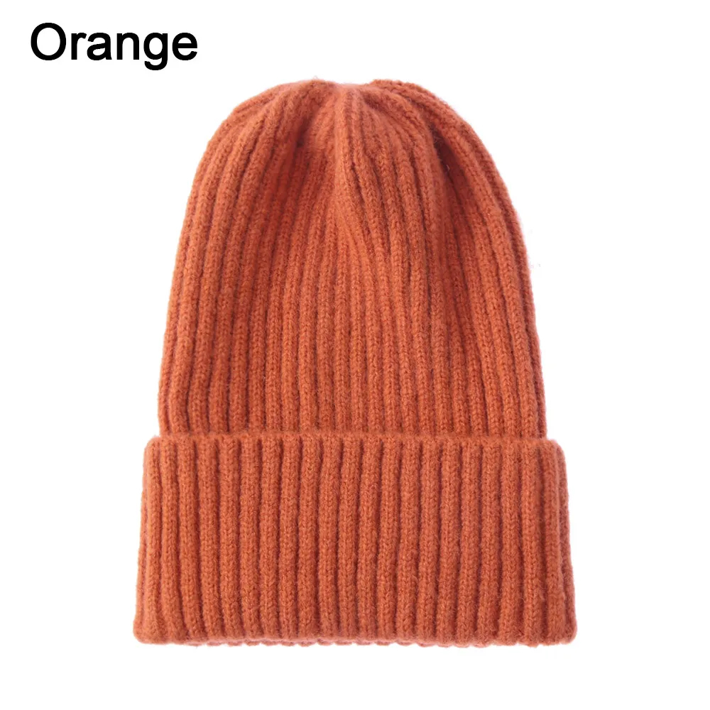 2-orange Осенне-весенняя 1 шт. модная зимняя теплая шерстяная вязаная шапка унисекс для женщин и мужчин, вязаная Лыжная шапка, Очаровательная ветрозащитная шапка - Цвет: 2-orange
