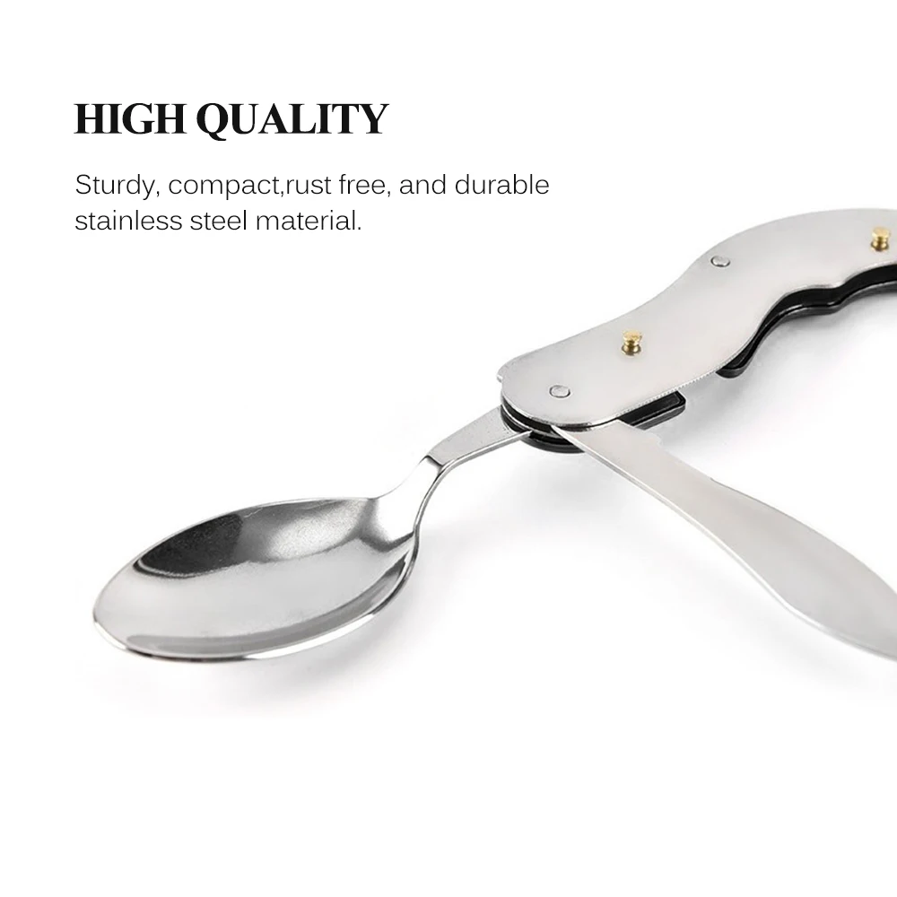 Набор посуды 4 в 1 складной карманный столовый прибор со съемной вилкой ложкой