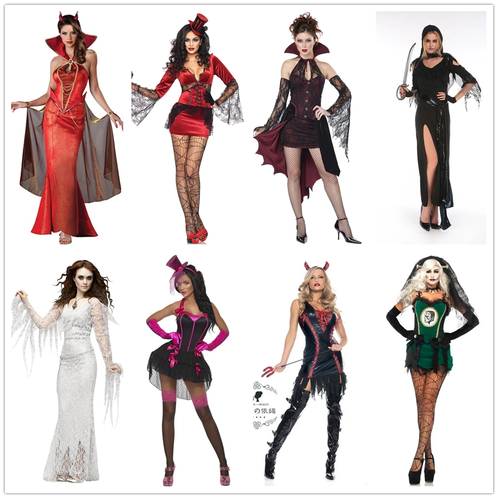2019 Хэллоуин девять разных вечерние костюмы винт призрак невесты черный длинный