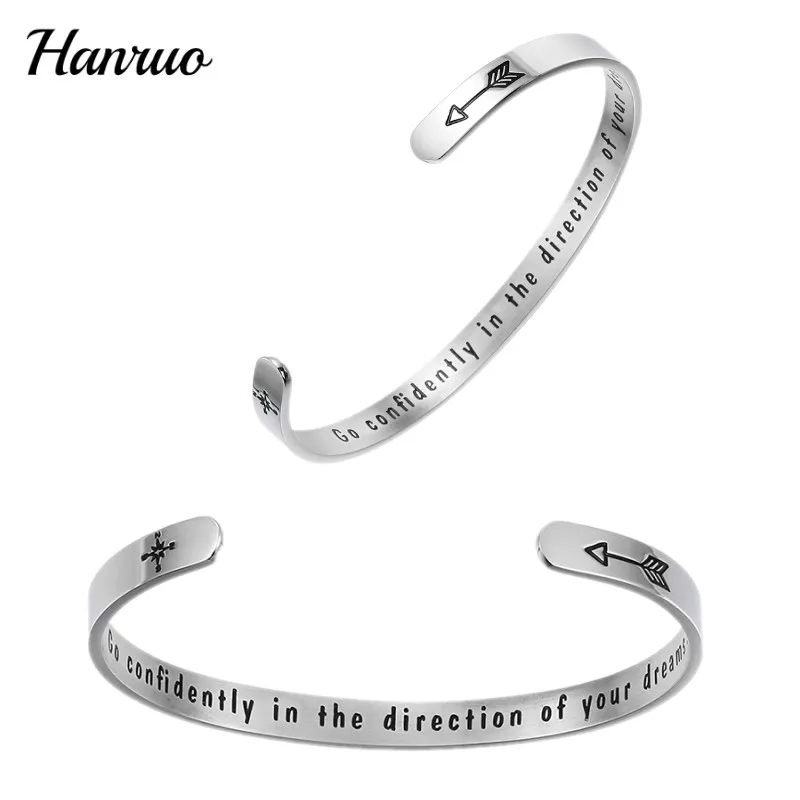 

Graduation Season Bracelets "Go confidently in the direction of your dreams！" Stainless Steel Bangle Gift For Boy Girl Student