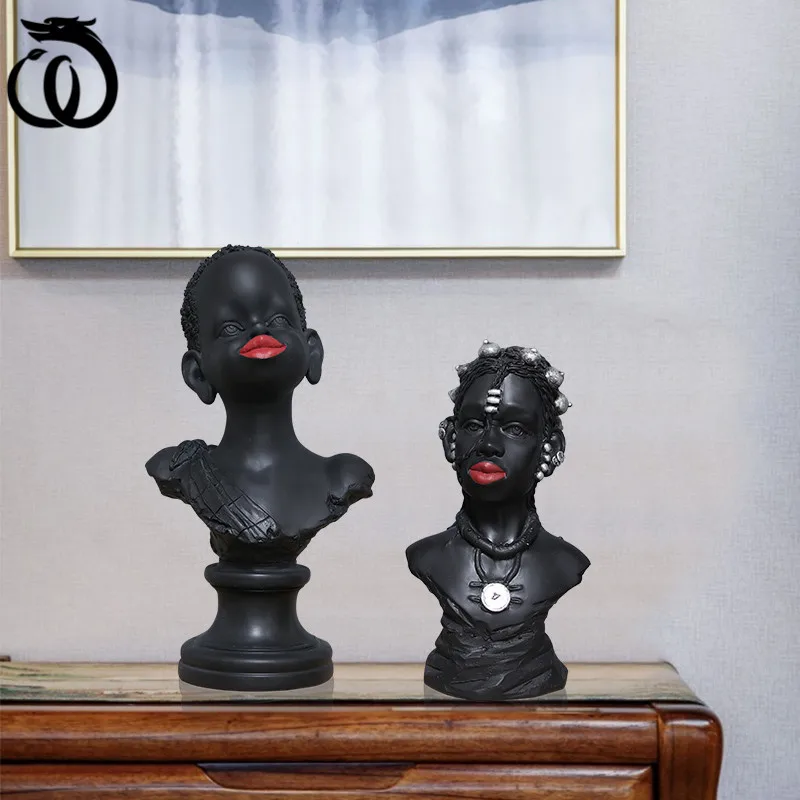 

WU CHEN LONG Abstract Couples Characters Figurines Black People Art Sculpture Creative Resin Crafts Home Decoration Gift R5824