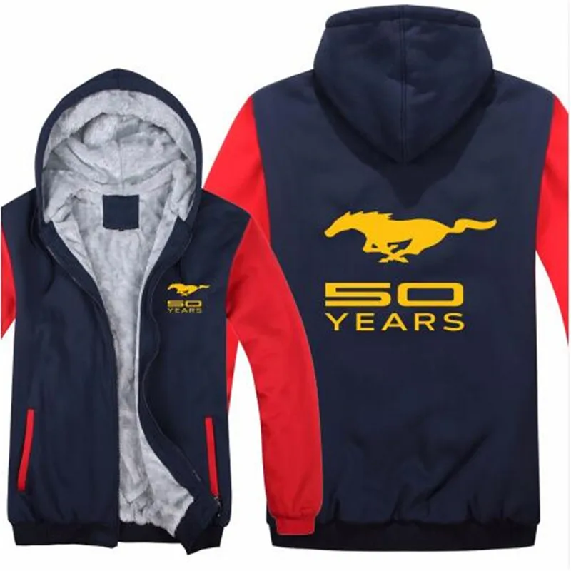 

Ford Mustang Hoodies Jacket Winter Mans Unisex Casual Wool Liner Fleece Man Coat Mustang 50 Years Sweatshirts Pullover
