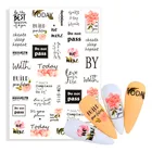 2022 новые 3D наклейки для ногтей черные белые Геометрические Цветочные буквы узоры клейкие переводные наклейки дизайн ногтей своими руками украшение