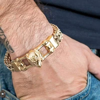 trend punk stainless steel lion bracelet men%e2%80%99s and women%e2%80%98s charm bracelet figaro chain bracelet luxury jewelry pulseras boy gift