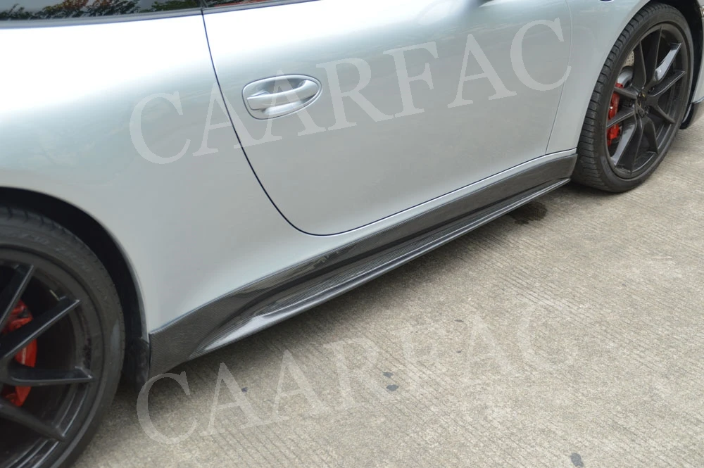 Боковые юбки фартуки подходят для Porsche 911 991 GT3 Carrera 2012 2013 V стиль карбоновый дверной ограничитель для губ