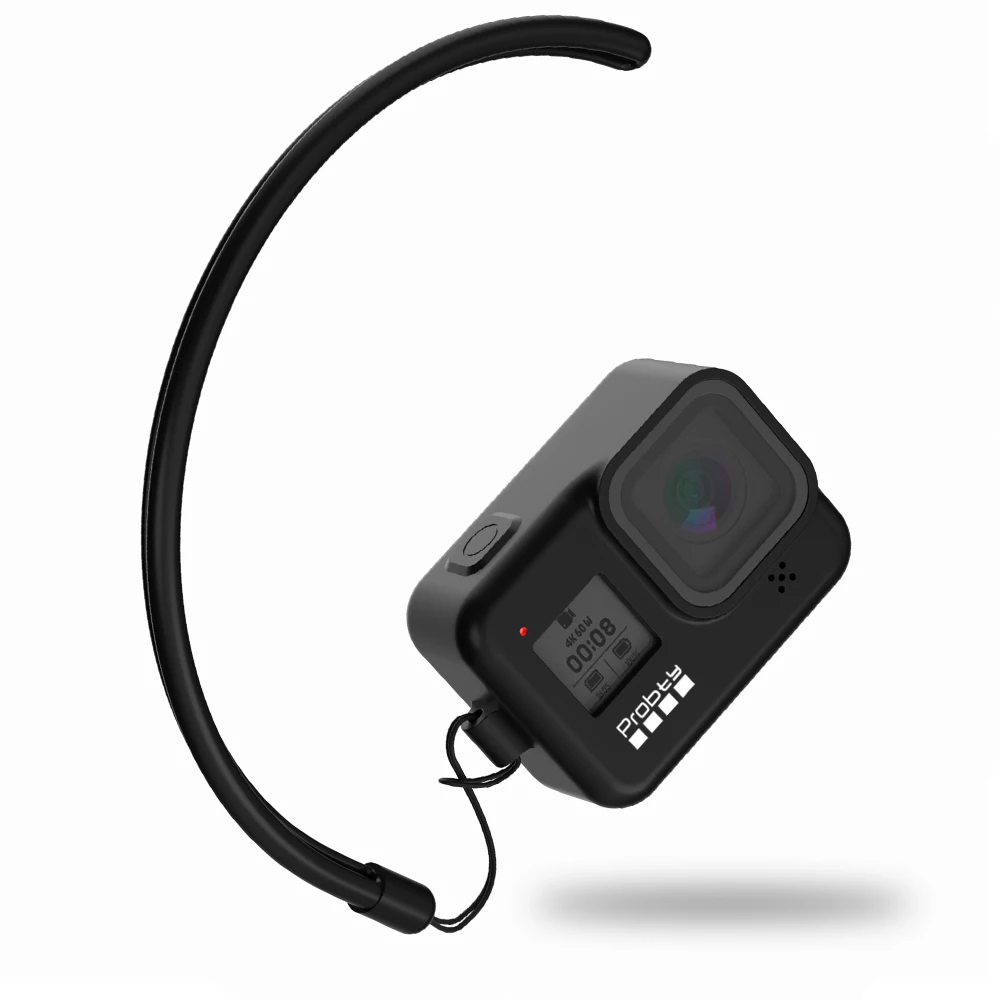 black Gopro Hero 8 силиконовый чехол+ ремешок, чехол для Gopro 8 аксессуары для экшн-камеры - Цвет: black