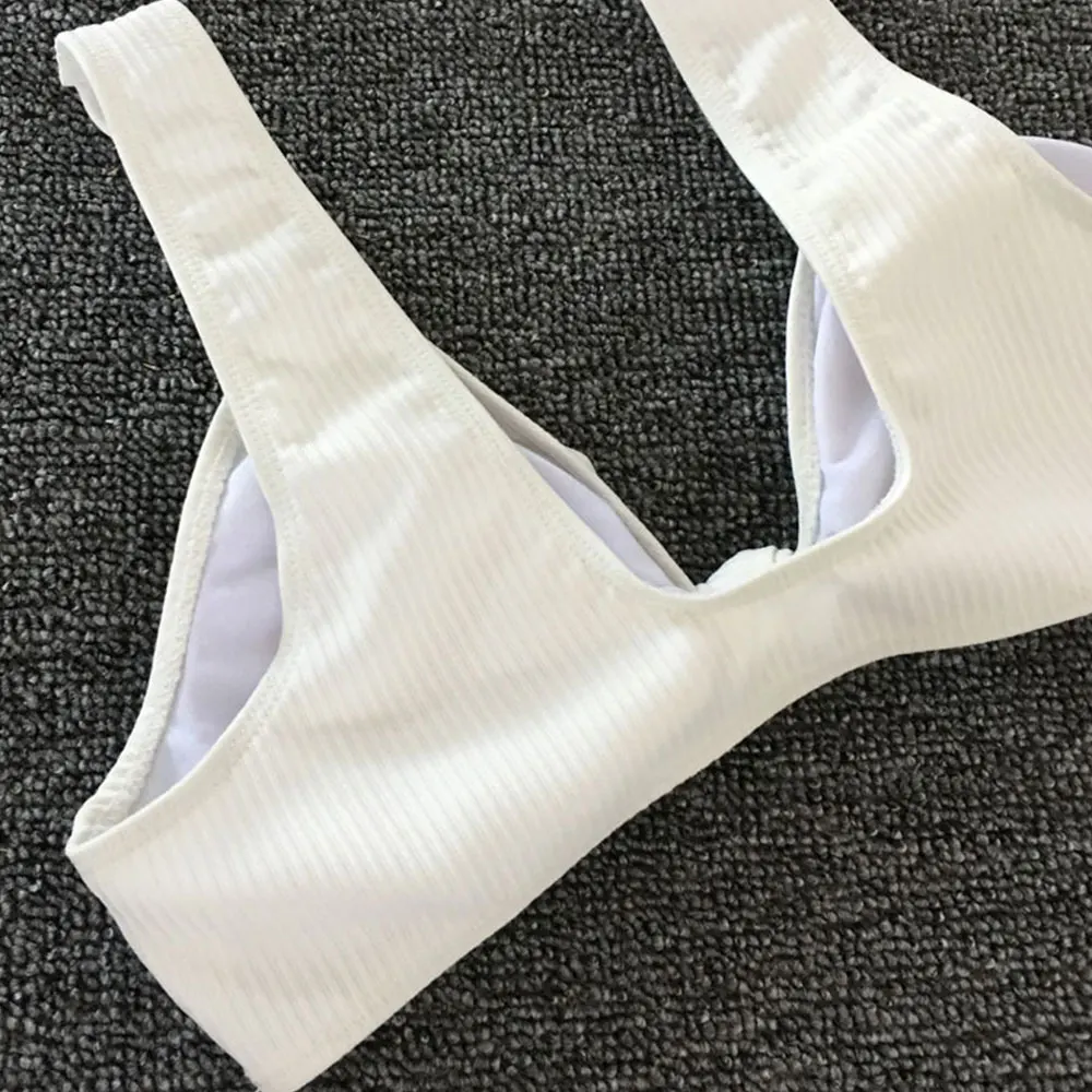

Women's Sexy Solid Color Chest Knot Bikini Swimsuit Thong Swimsuit With Chest Pad Without Steel Underpants