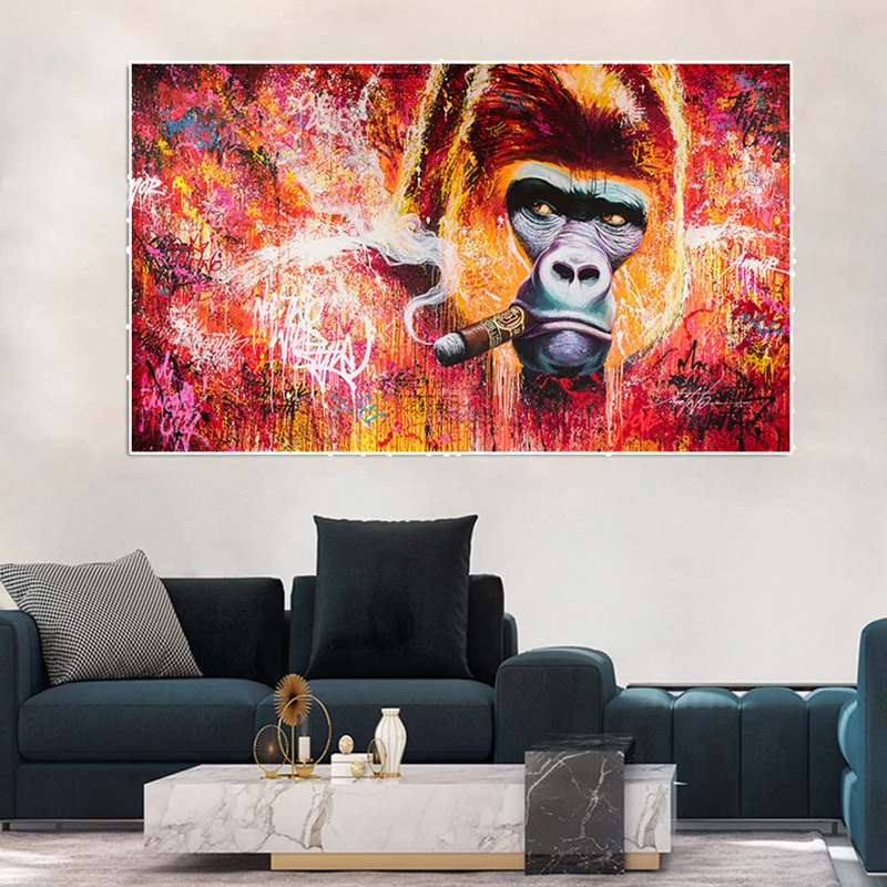 

Street Graffiti Art Animal Canvas Painting Modern Abstract Monkey Orangutan Fashion Poster Wall Art Home Decor Print Picture